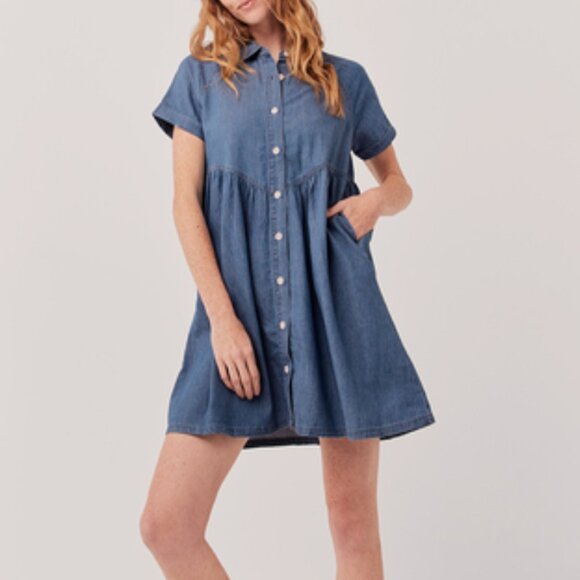 Pact Blue Mini Dress - Picture 1 of 9